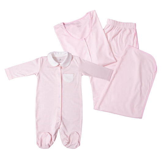 Mom and me Nursing PJ and Footie Pima Gift Set Pink stripes