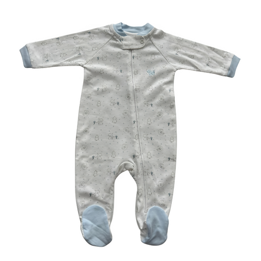 Footie pima cotton dreaming elephants blue