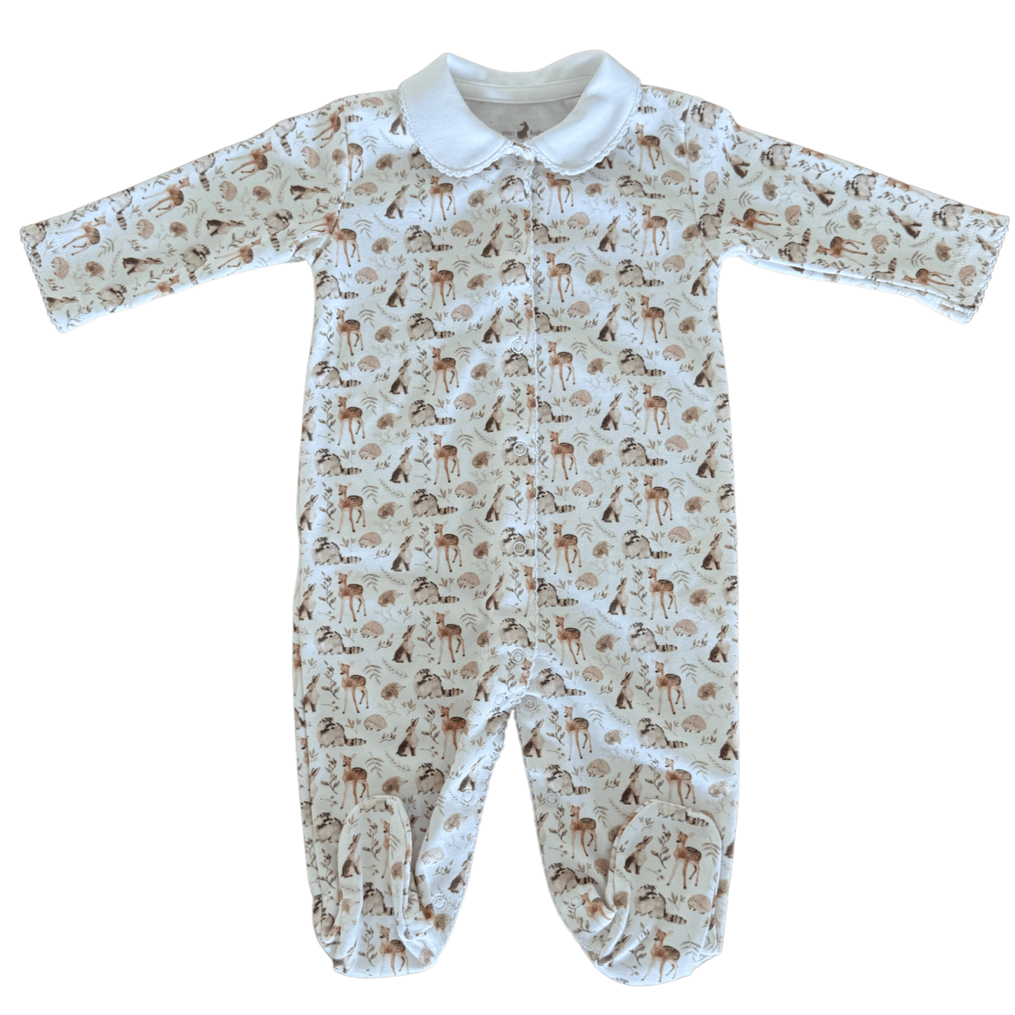 Footie collar pima cotton forest animals