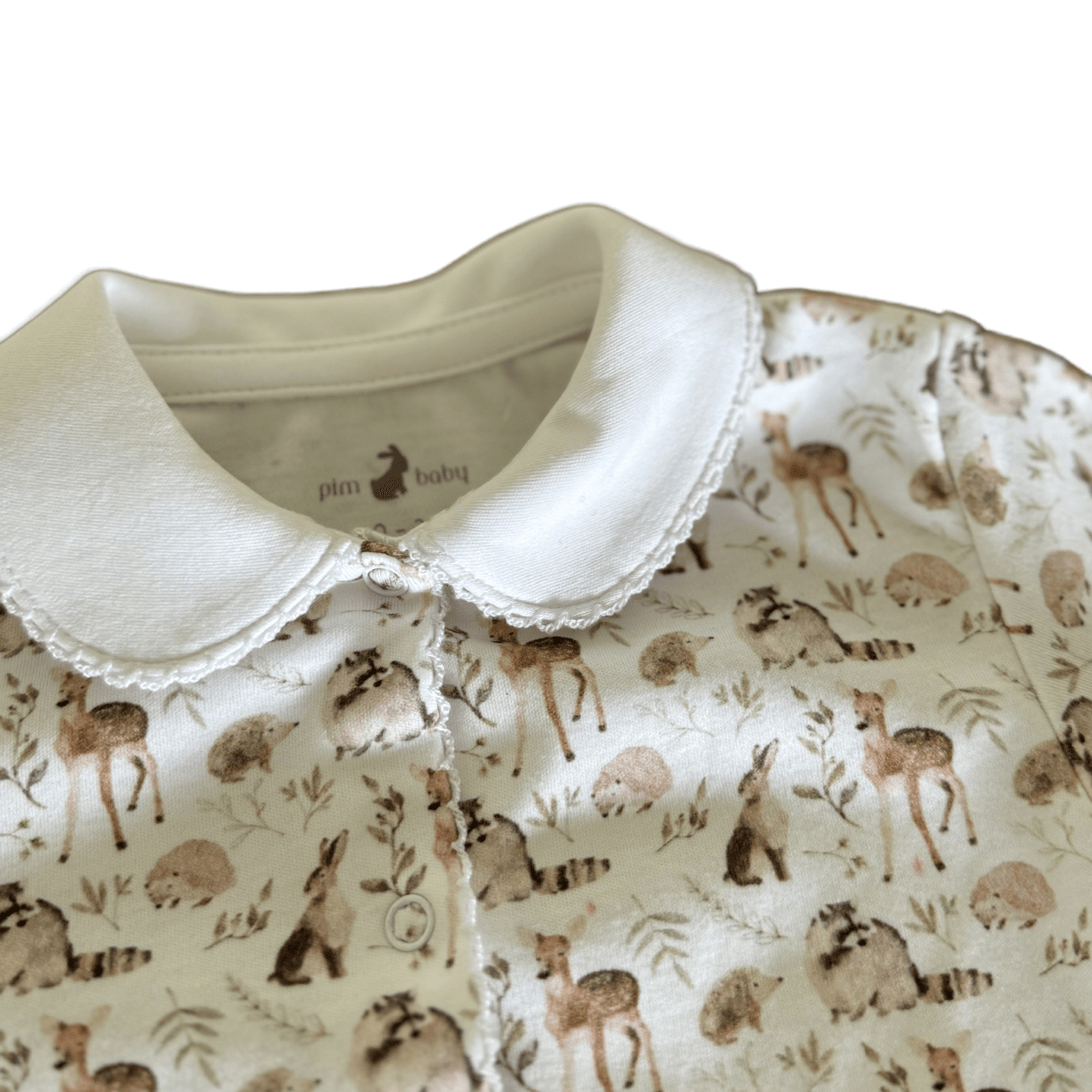 Footie collar pima cotton forest animals