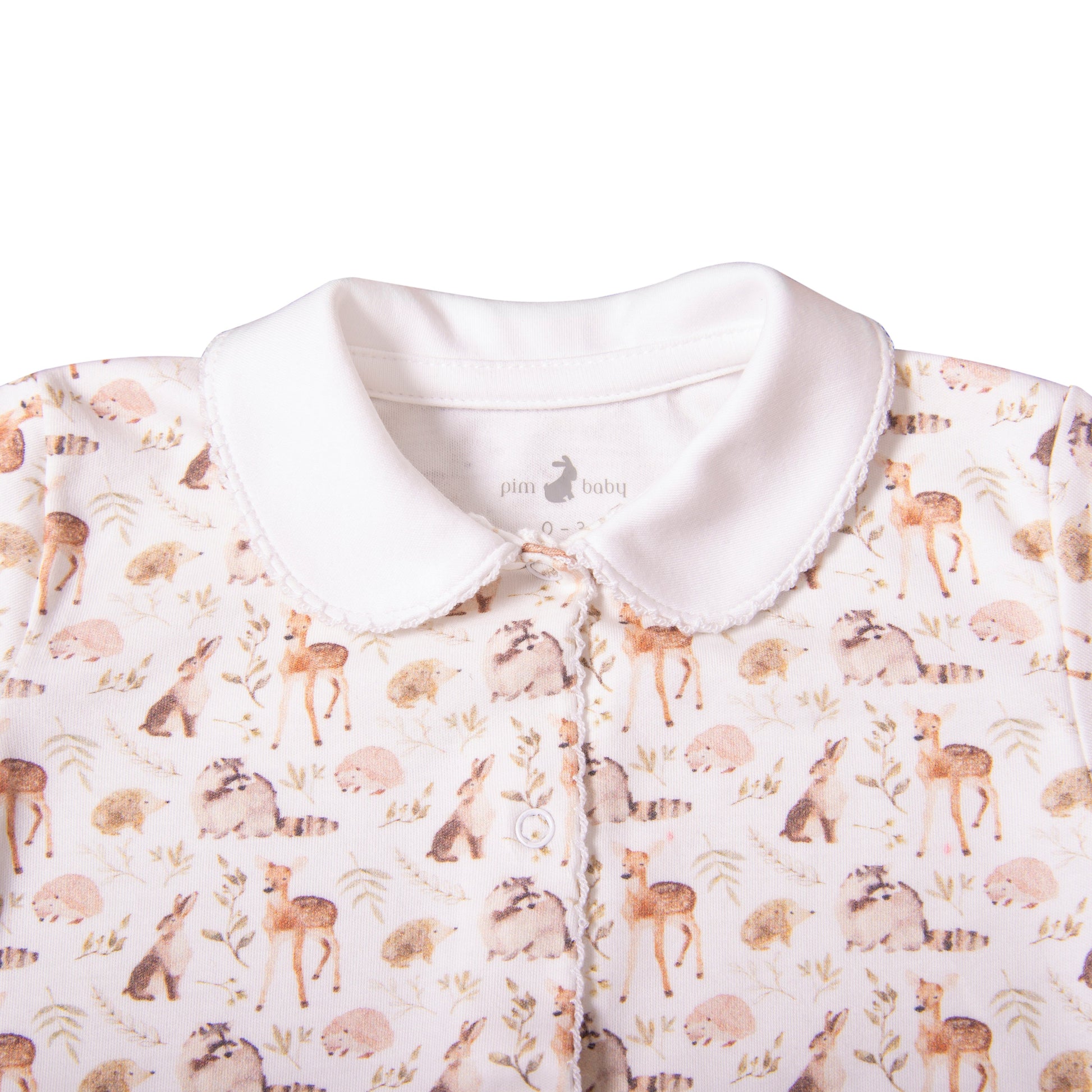  Footie Pima cotton forest animals details