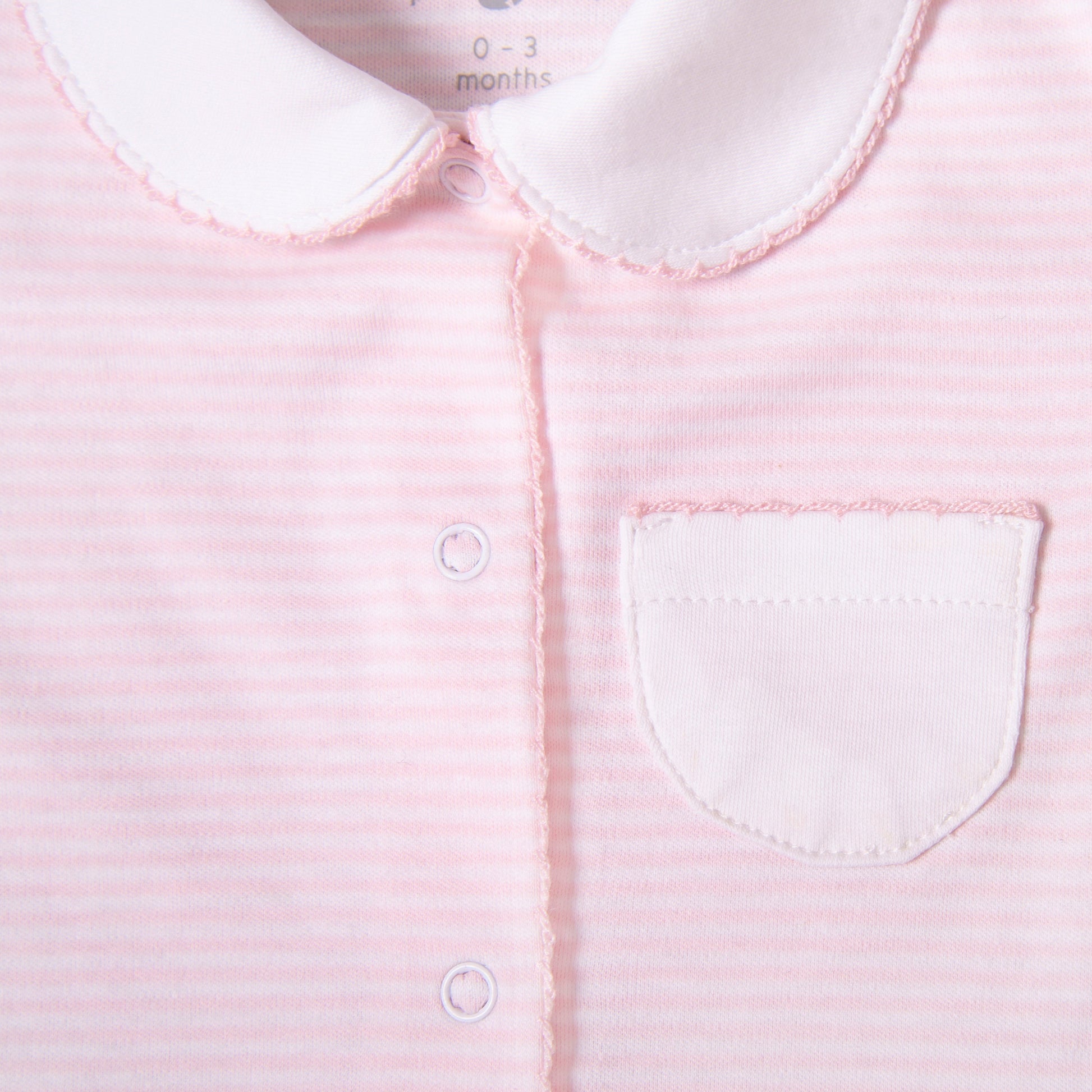 Footie Pima cotton pink stripes details