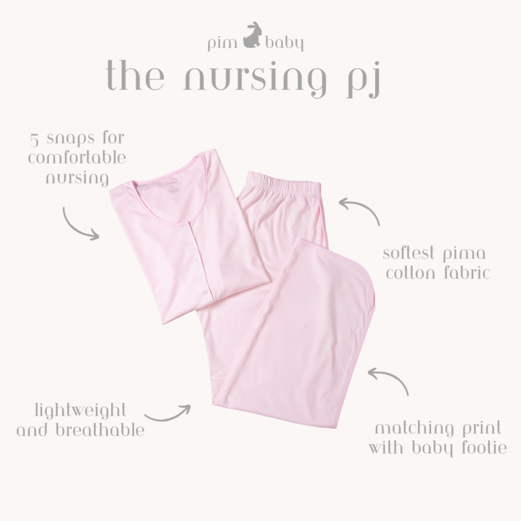 Mom and me Nursing PJ and Footie Pima Gift Set Pink stripes